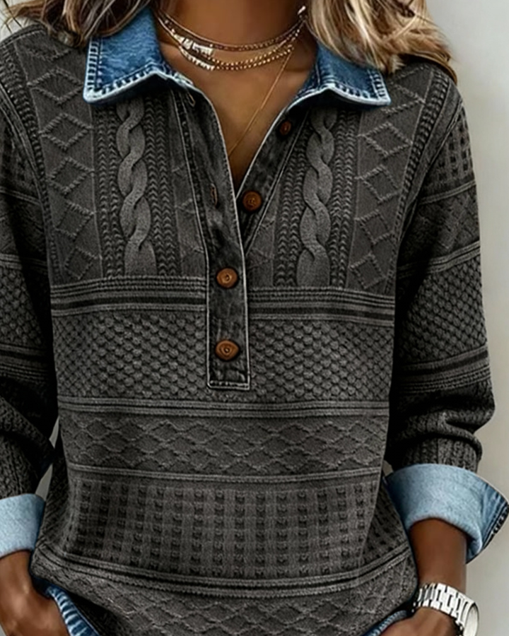 Dolores | Sudadera con medio botón y cuello