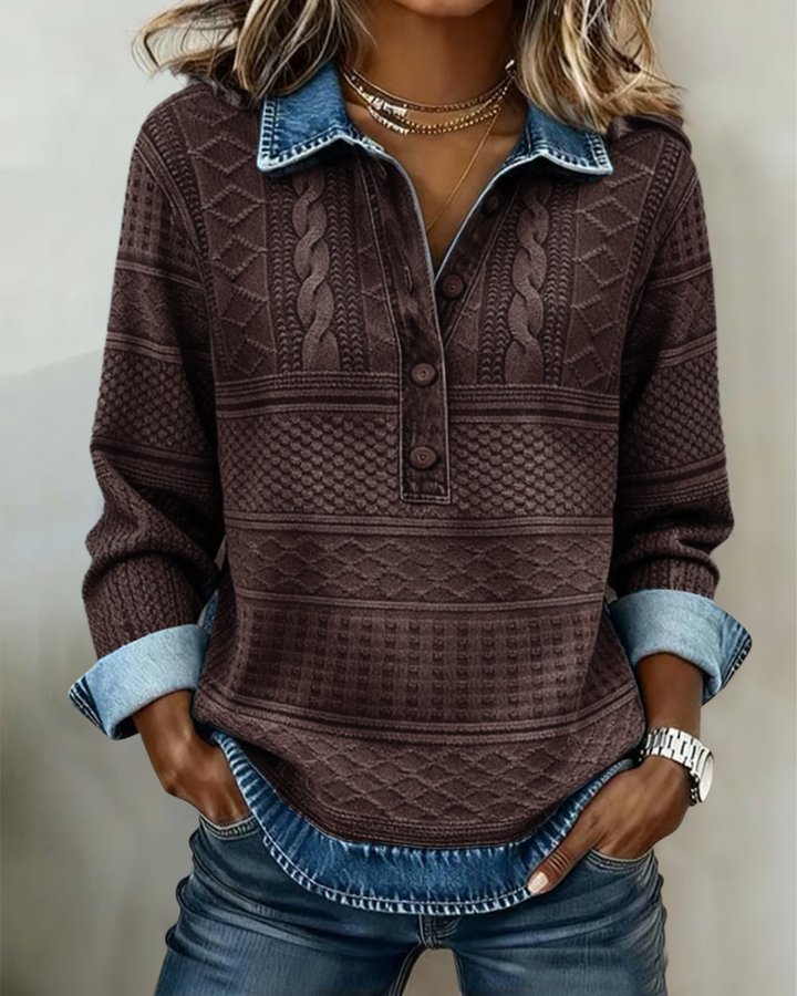 Dolores | Sudadera con medio botón y cuello