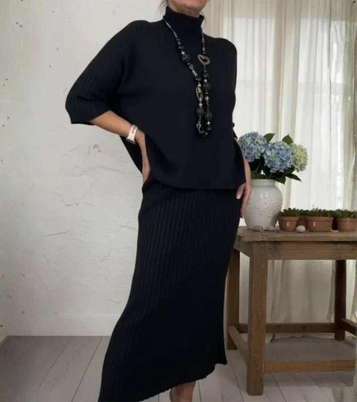 Gloria | Conjunto de punto con falda acanalada