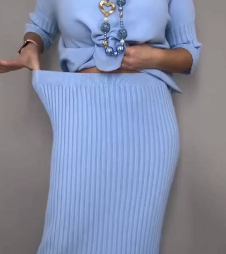 Gloria | Conjunto de punto con falda acanalada