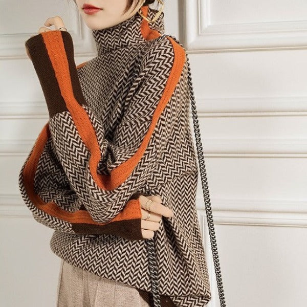 Irene | Jersey de cuello alto con rayas en contraste